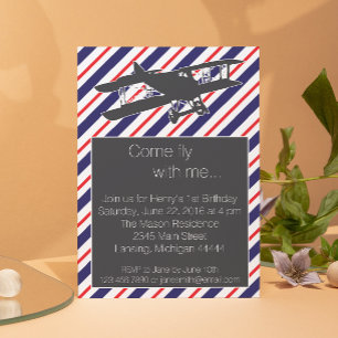 Invitación de cumpleaños a avión de Marina y Vinta