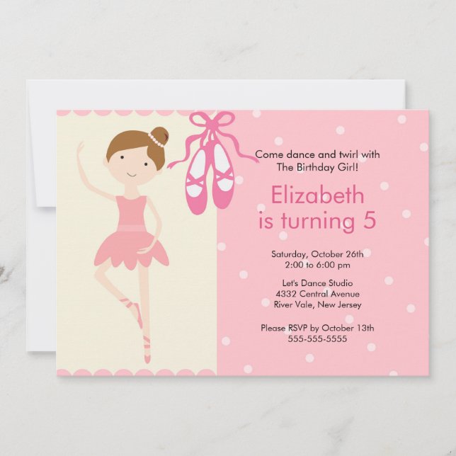 Invitación de cumpleaños a Ballerina Dance (Anverso)