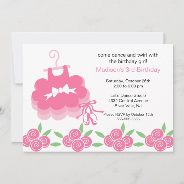 Invitación de cumpleaños a Ballerina Dance (Anverso)