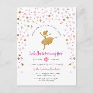 Invitación de cumpleaños a Ballerina de Confetti D