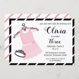 Invitación de cumpleaños a Ballerina Negra y Rosa