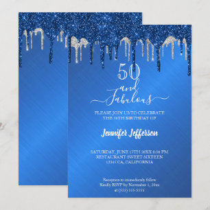 Invitación de cumpleaños a bañador de plata BlueGl