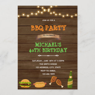 Invitación de cumpleaños a barbacoa y parrilla