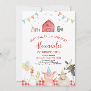 Invitación de cumpleaños a Barnyard Farm Animals
