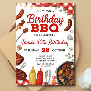 Invitación de cumpleaños a BBQ: Fiesta de parrilla