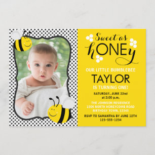 Invitación de cumpleaños a Bee Photo First