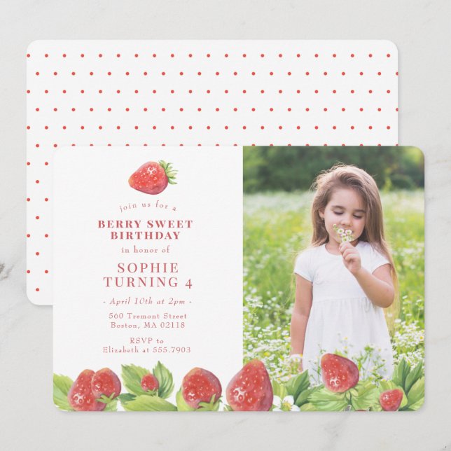 Invitación de cumpleaños a Berry Berry Sweet Red S (Anverso / Reverso)