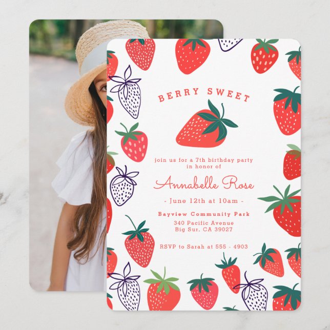 Invitación de cumpleaños a Berry Berry Sweet Red S (Anverso / Reverso)