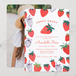 Invitación de cumpleaños a Berry Berry Sweet Red S