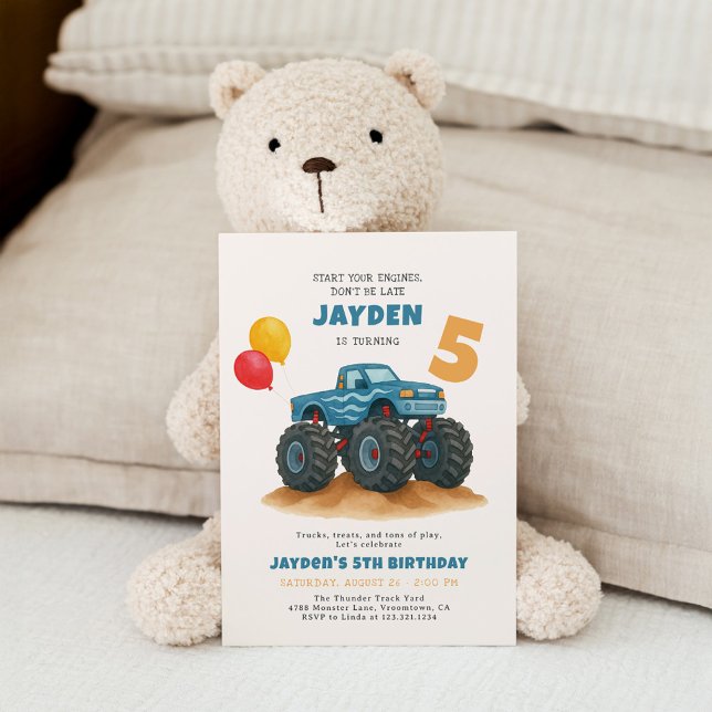 Invitación de cumpleaños a Blue Monster Truck (Subido por el creador)
