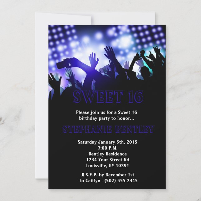 Invitación de cumpleaños a Blue Rock Star (Anverso)