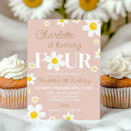 Invitación de cumpleaños a Boho Retro Daisy Bloom
