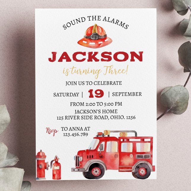 Invitación de cumpleaños a bombero de camión Fiest (Subido por el creador)