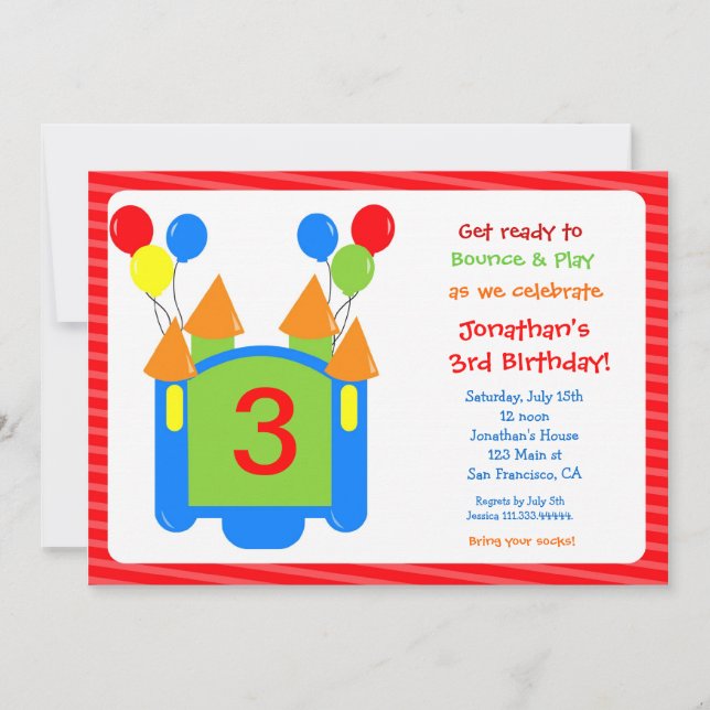 Invitación de cumpleaños a Bouncy Bouncy Bass Hous (Anverso)