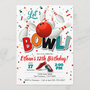 Invitación de cumpleaños a Bowling para Fiesta de 