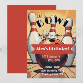 Invitación de cumpleaños a Bowling - Vamos a Bowl