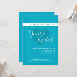 Invitación de cumpleaños a Bright Rich Sky Blue Sc