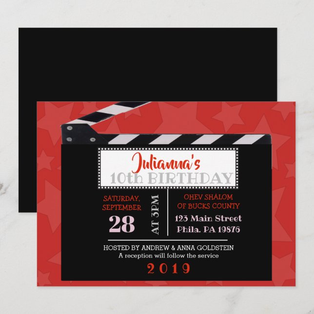 Invitación de cumpleaños a BROADWAY CLÁSICA (Anverso / Reverso)