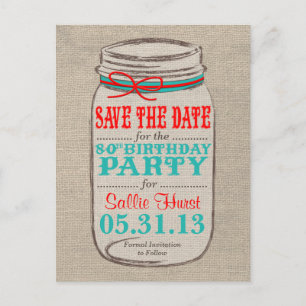 Invitación de cumpleaños a Burlap & Mason Jar Rust