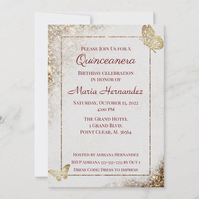 Invitación de cumpleaños a Butte Quinceanera, Purp (Anverso)