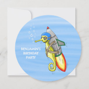 Invitación de cumpleaños a caballito de mar de coh