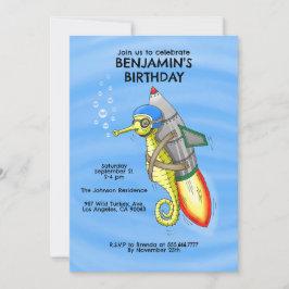 Invitación de cumpleaños a caballito de mar de coh