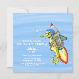 Invitación de cumpleaños a caballito de mar de coh