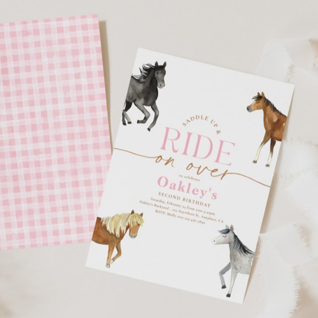 Invitación de cumpleaños a caballo de giganta rosa (Subido por el creador)