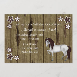 Invitación de cumpleaños a caballos y flores ~ Chi