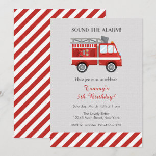 Invitación de cumpleaños a Camión de Fuego Rojo
