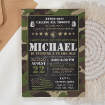 Invitación de cumpleaños a Camo del Ejército