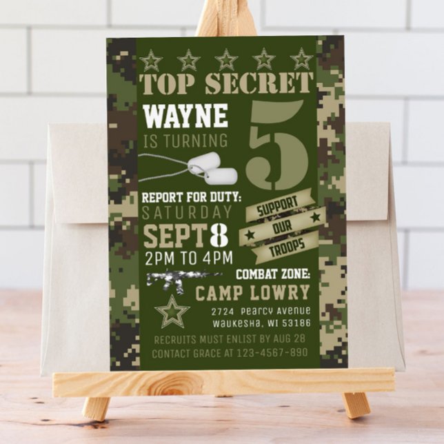 Invitación de cumpleaños a Camo del Ejército (Subido por el creador)