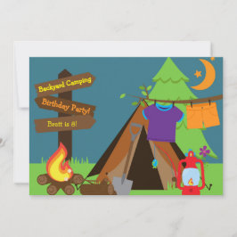 Invitación de cumpleaños a camping campout Sleepov
