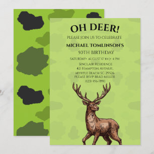 Invitación de cumpleaños a Camuflaje Deer Hunter