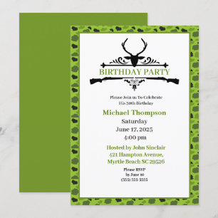 Invitación de cumpleaños a Camuflaje Deer Hunter