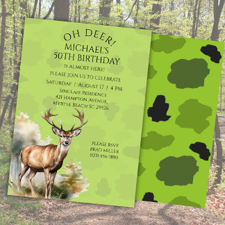 Invitación de cumpleaños a Camuflaje Deer Hunter