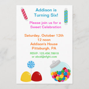 Invitación de cumpleaños a Candy Gumdrop