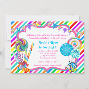 Invitación de cumpleaños a Candyland Candy