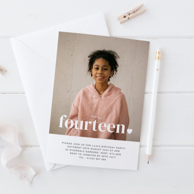 Invitación de cumpleaños a catorce Heart Photo (Subido por el creador)