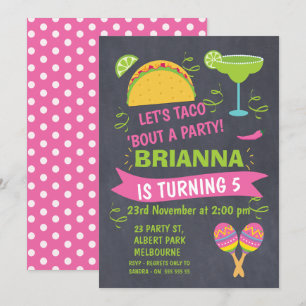 Invitación de cumpleaños a Chalkboard Taco Fiesta