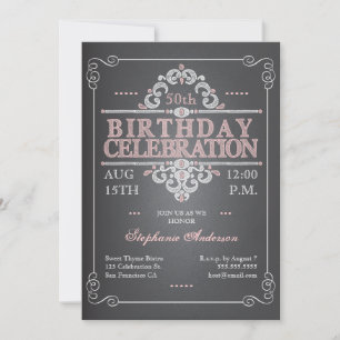 Invitación de cumpleaños a Chalkboard Vintage