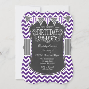 Invitación de cumpleaños a Chevron con cartón mora