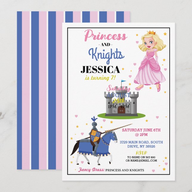 Invitación de cumpleaños a Chica Compartido Prince (Anverso / Reverso)