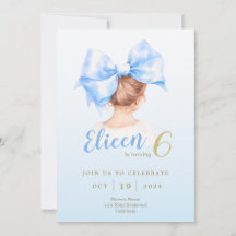 Invitación de cumpleaños a Chica de Blue Bow