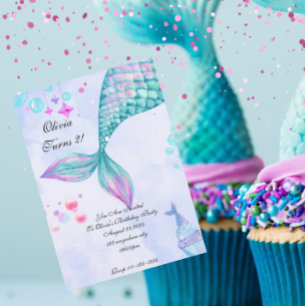 Invitación de cumpleaños a chica de cola de sirena