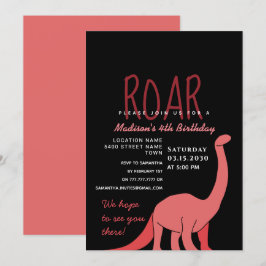 Invitación de cumpleaños a Chica de Dinosaurio