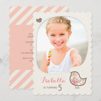 Invitación de cumpleaños a Chica de foto de pájaro