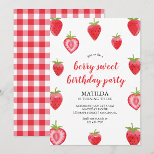 Invitación de cumpleaños a Chica de fresa dulce de