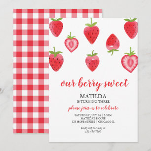 Invitación de cumpleaños a Chica de fresa dulce de