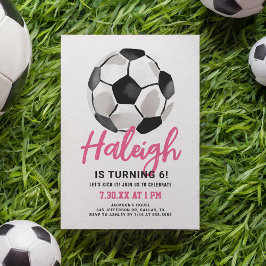 Invitación de cumpleaños a Chica de fútbol rosado